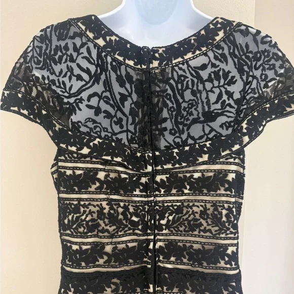 Jovani Black and Cream Lace Maxi Dress - Evening Gown - Size 10 - Picture 10 of 16